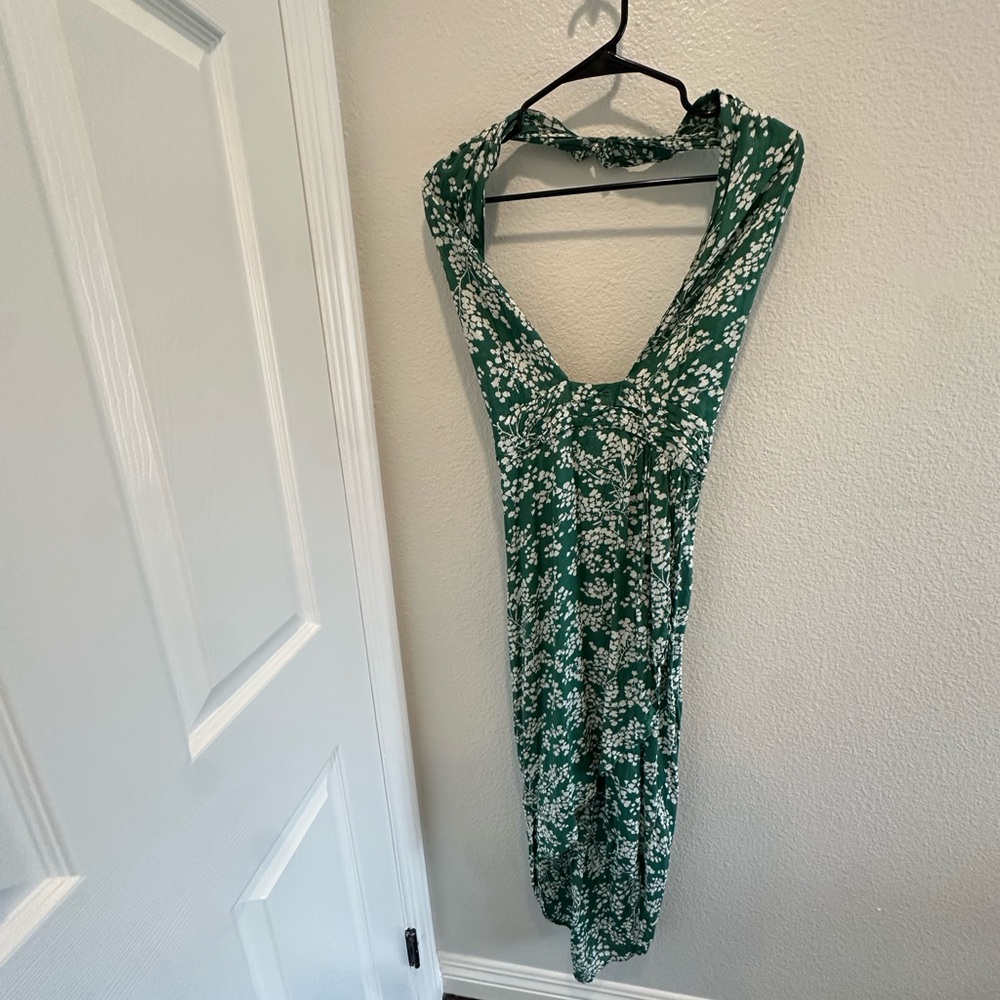 Anthropologie Floral Green Dress